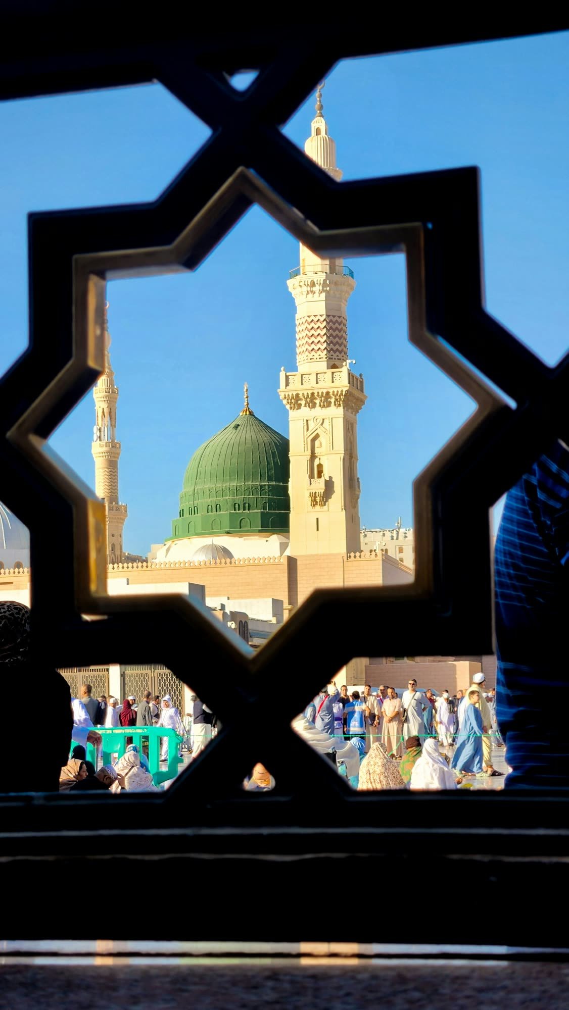 The Green Dome seen through a lattice window